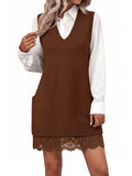 Saodimallsu Womens V Neck Tunic Sweater Vest