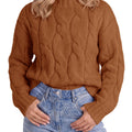 Saodimallsu Womens Mock Neck Cable Knit Sweater