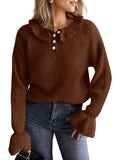 Saodimallsu Women Ruffle Collared Long Sleeve Sweater