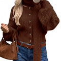 Saodimallsu Womens Cable Knit Cardigan with Scarf