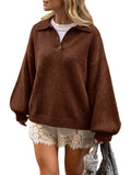Saodimallsu Womens Polo V Neck Sweater