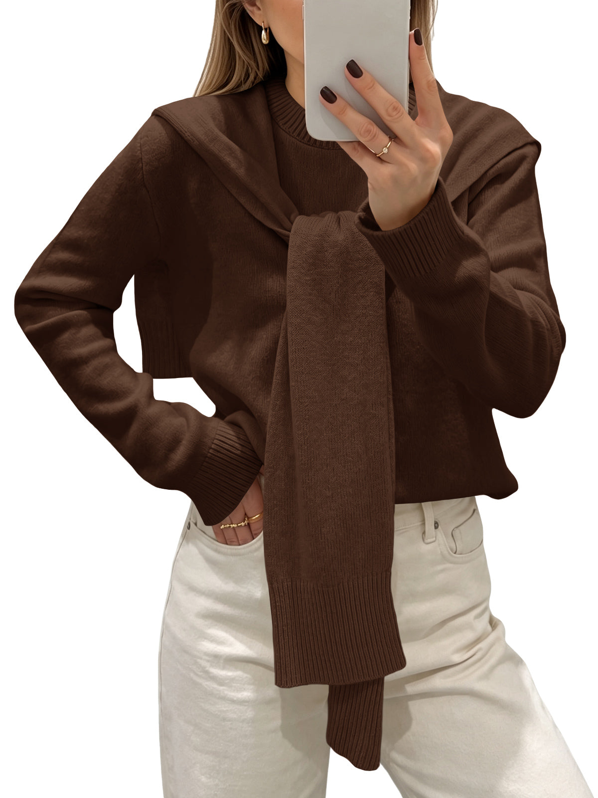 Saodimallsu Women Crew Neck Pullover Sweaters