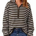 Saodimallsu Womens Striped Half Zip Sweater