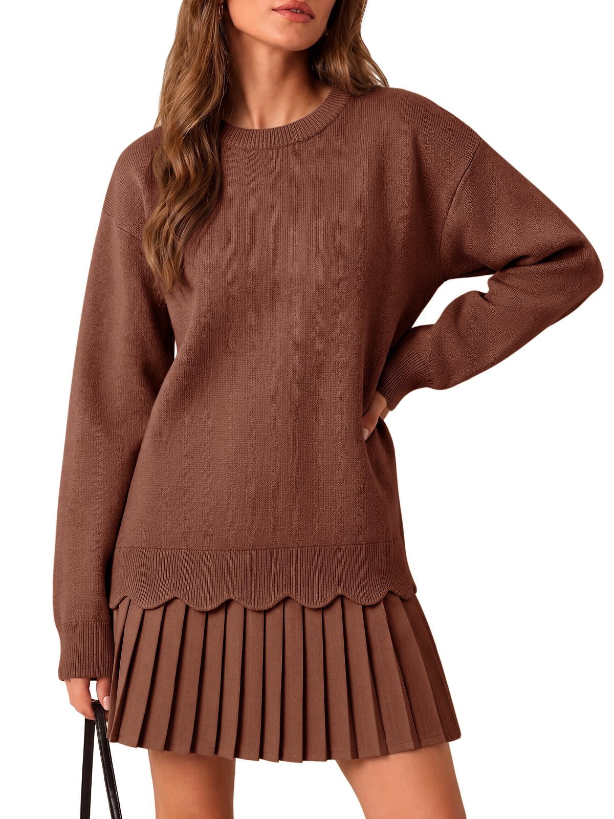 Saodimallsu Women Pleated Sweater Dress