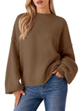 Saodimallsu Womens Oversized Crewneck Knit Pullover Tops