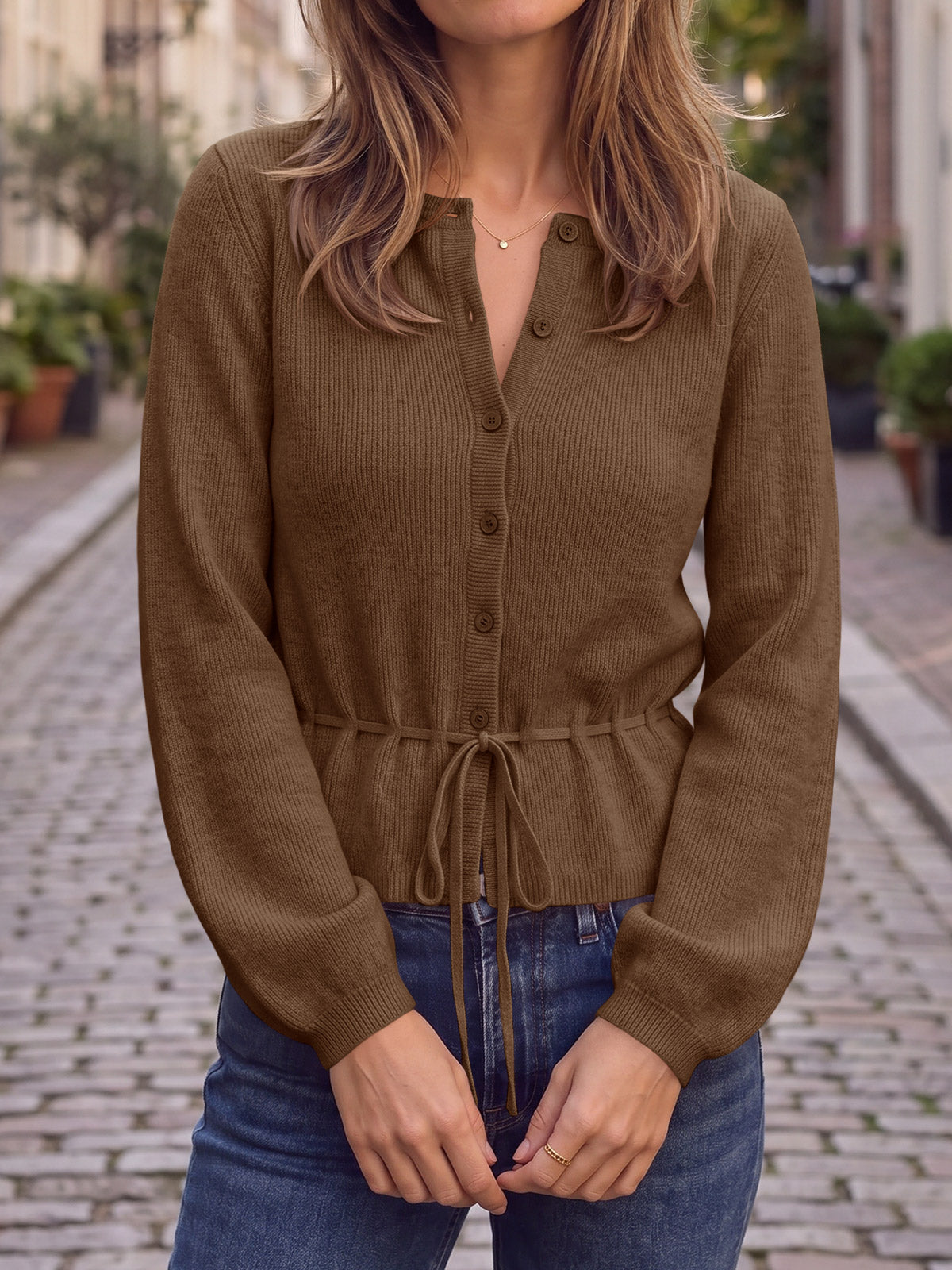 Saodimallsu Women Cropped Button Up Cardigan