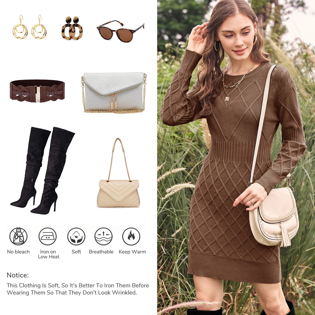 Saodimallsu Womens Bodycon Mini Sweater Dress