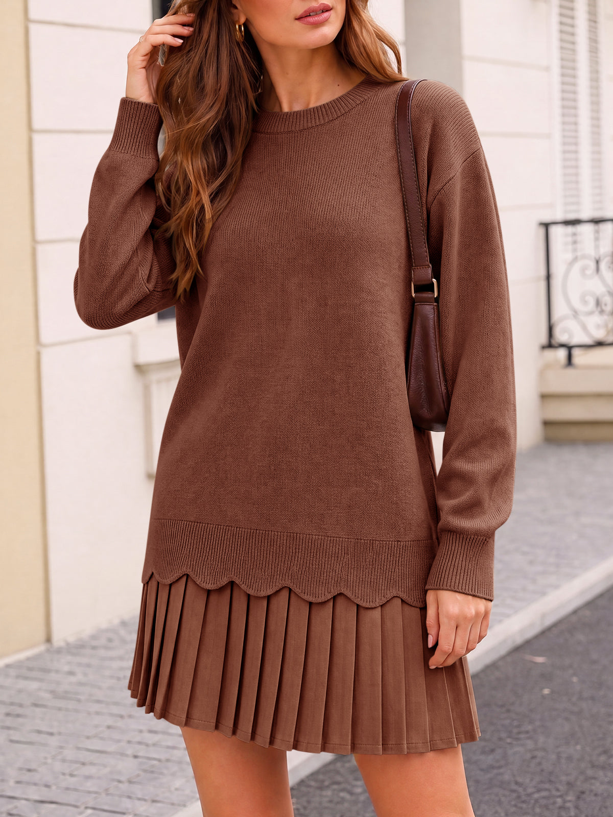 Saodimallsu Women Pleated Sweater Dress