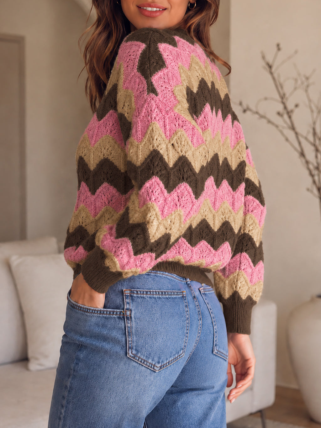Saodimallsu Women Oversized Striped Cardigan