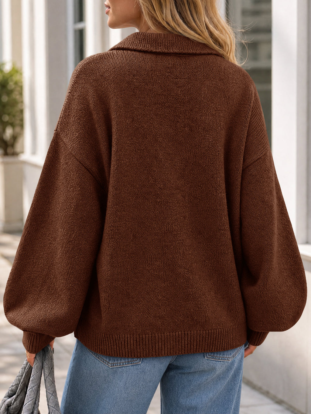 Saodimallsu Womens Polo V Neck Sweater