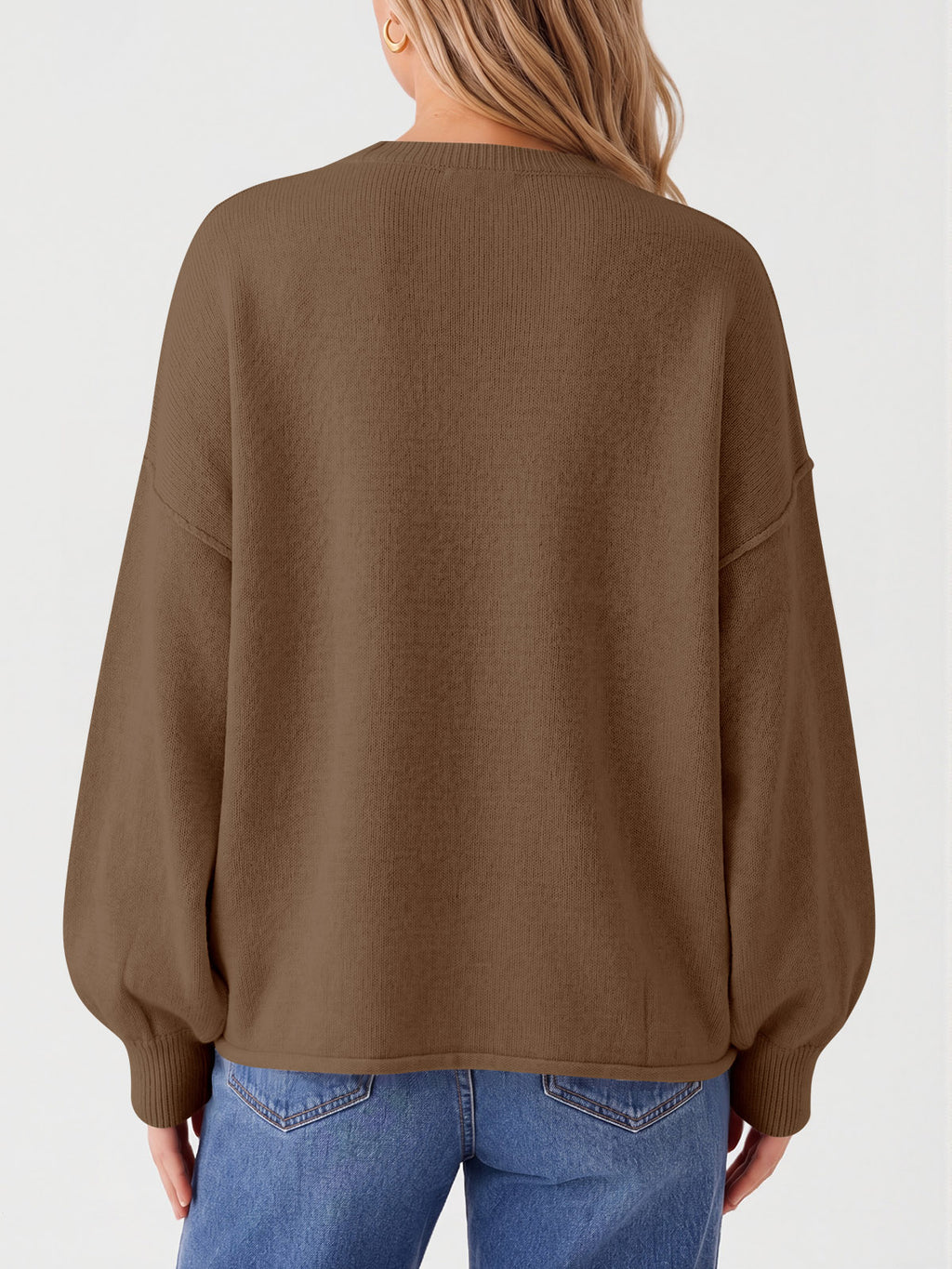 Saodimallsu Womens Oversized Crewneck Knit Pullover Tops
