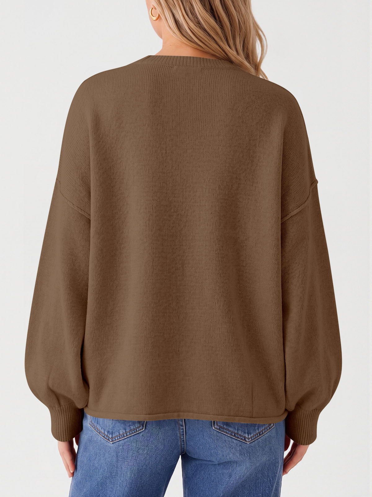 Saodimallsu Womens Oversized Crewneck Knit Pullover Tops