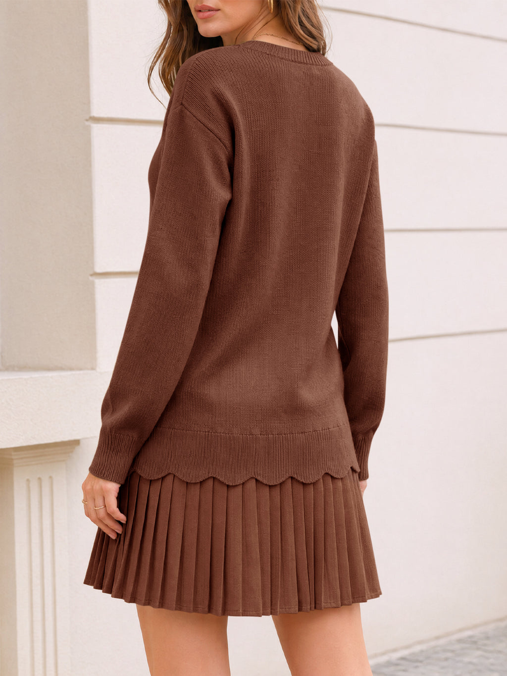 Saodimallsu Women Pleated Sweater Dress