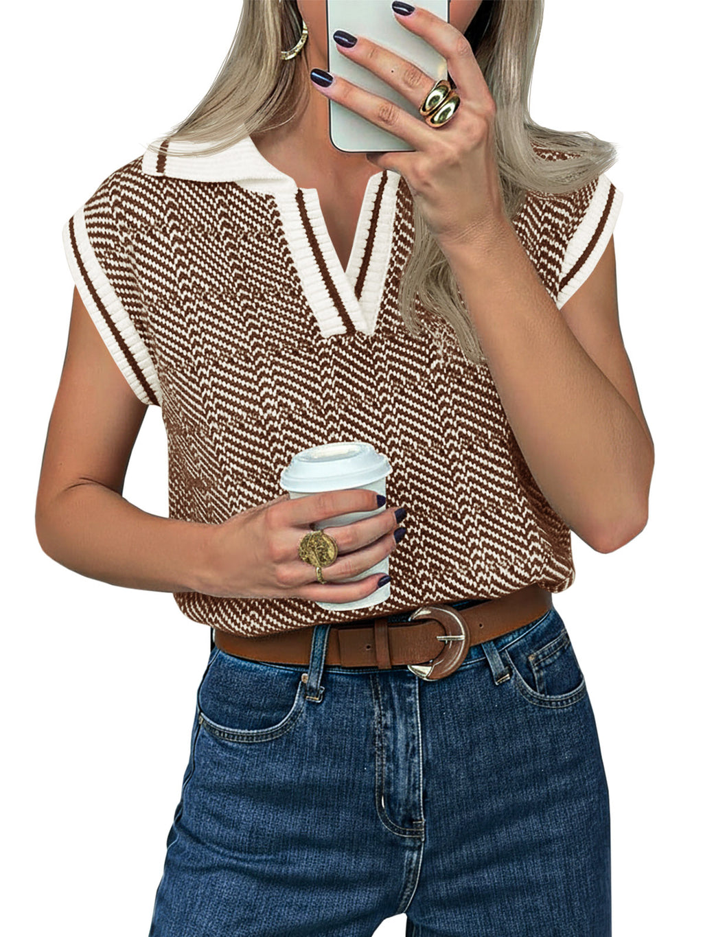 Saodimallsu Womens Color Block V Neck Vest