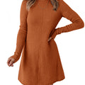 Saodimallsu Women Long Sleeve Knit Fit Flare Mini Sweater Dress
