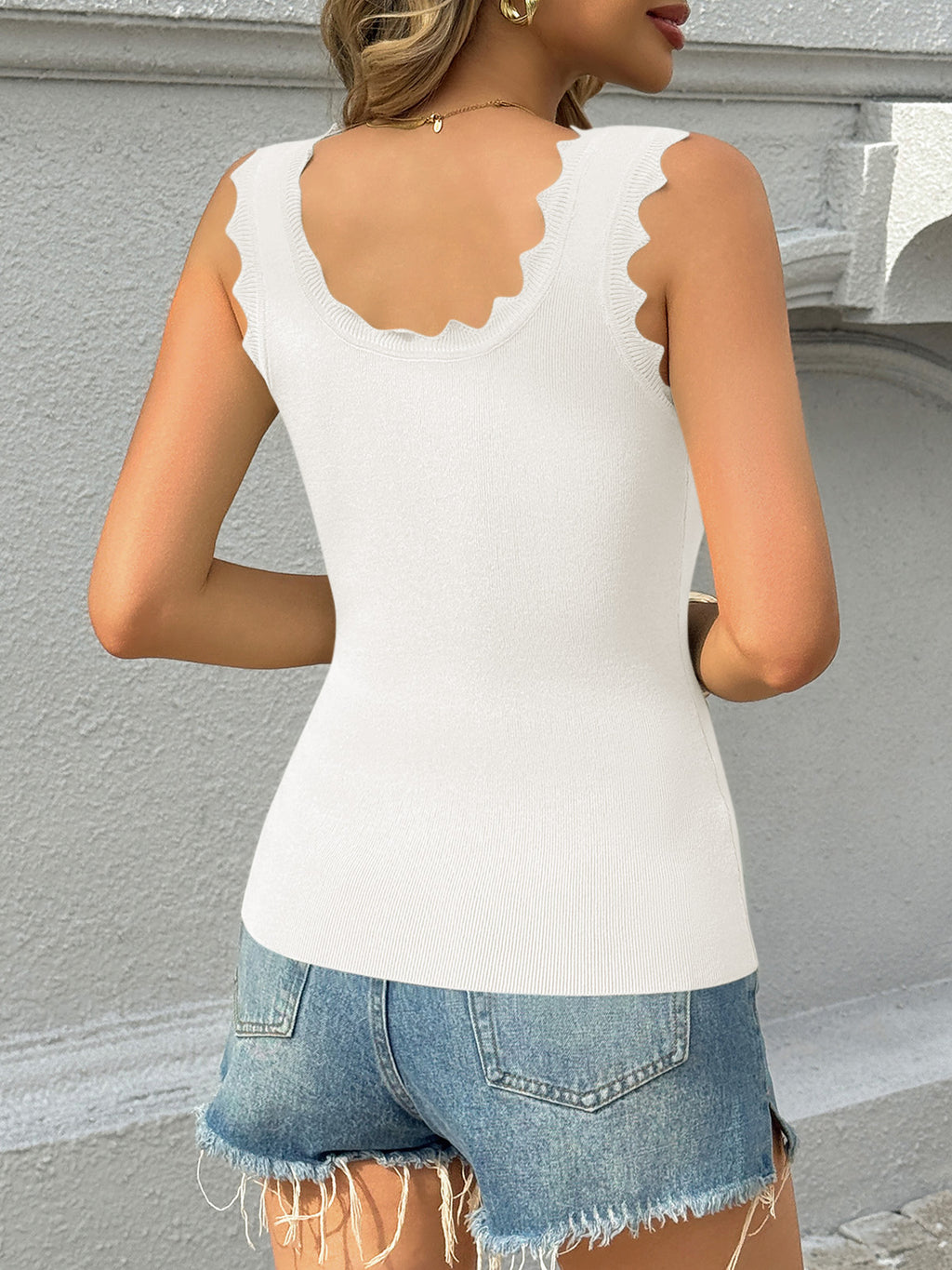 Saodimallsu Womens Square Neck Ribbed Knit Tank Top