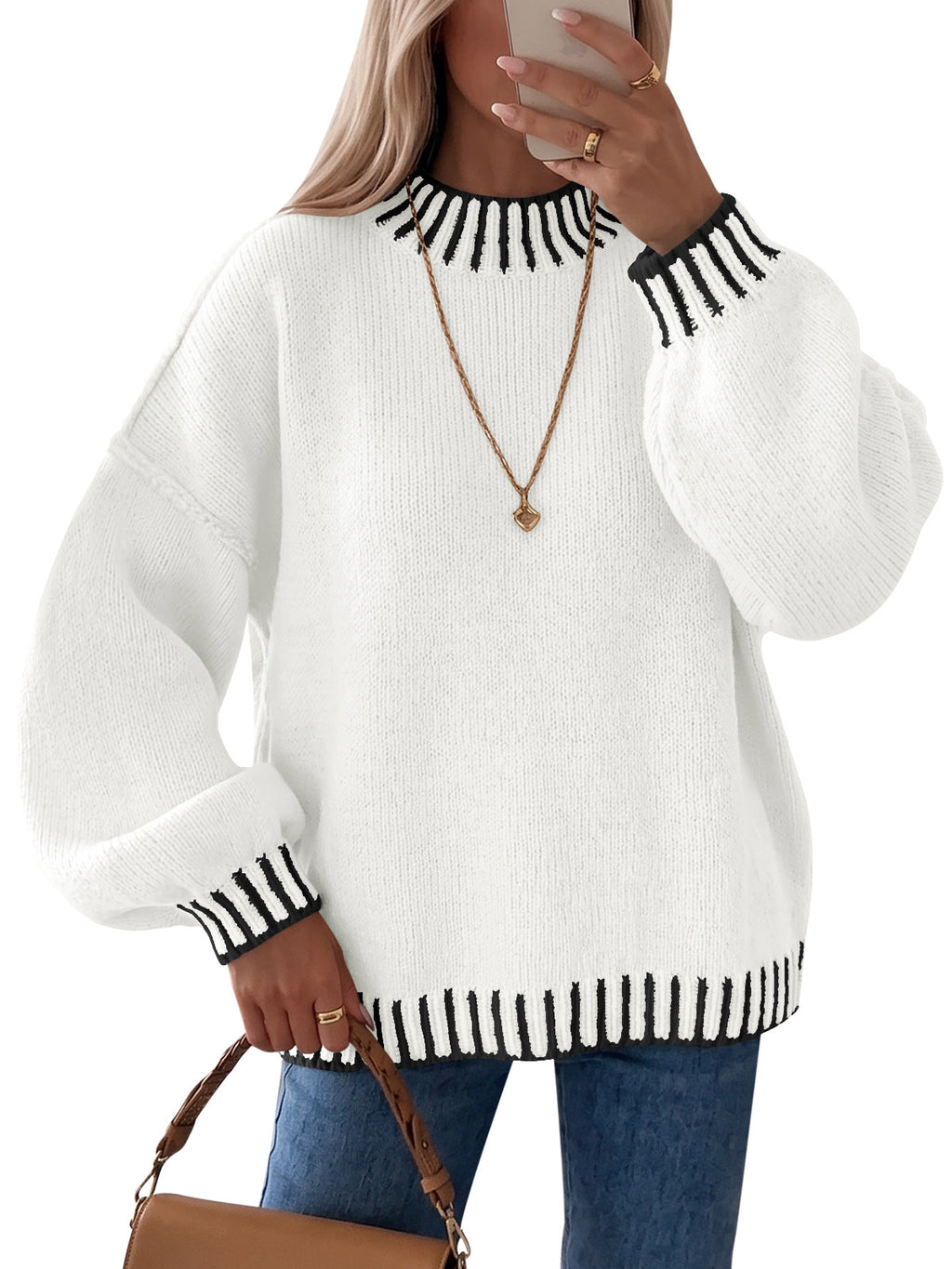 Saodimallsu Womens Chunky Mock Neck Sweater