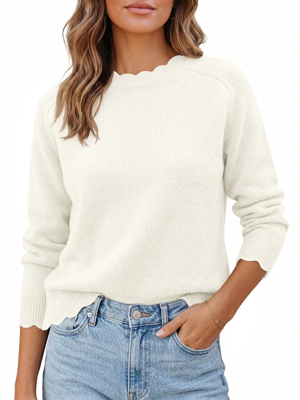 Saodimallsu Womens Long Sleeve Knit Sweater Tops