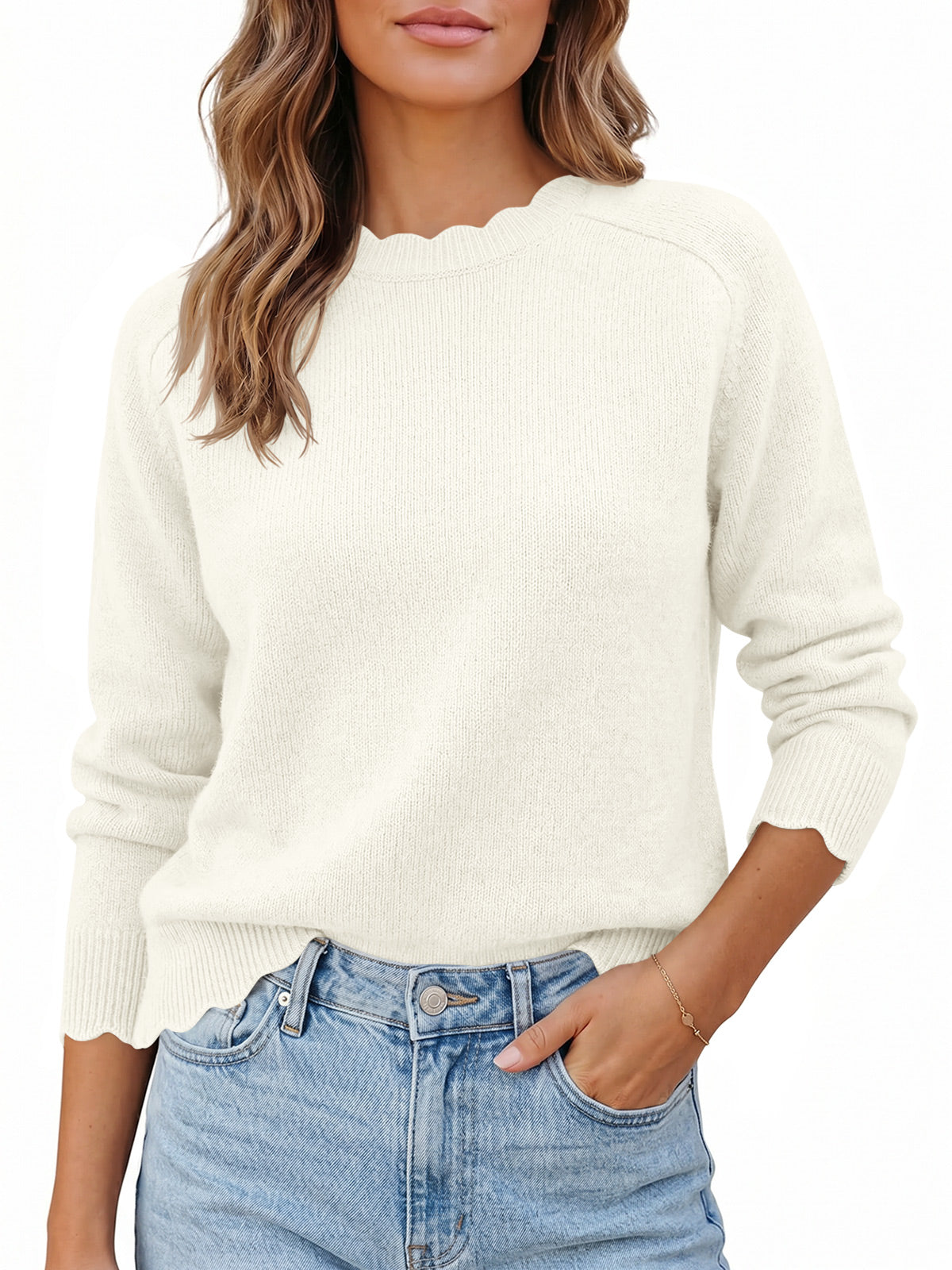 Saodimallsu Womens Long Sleeve Knit Sweater Tops