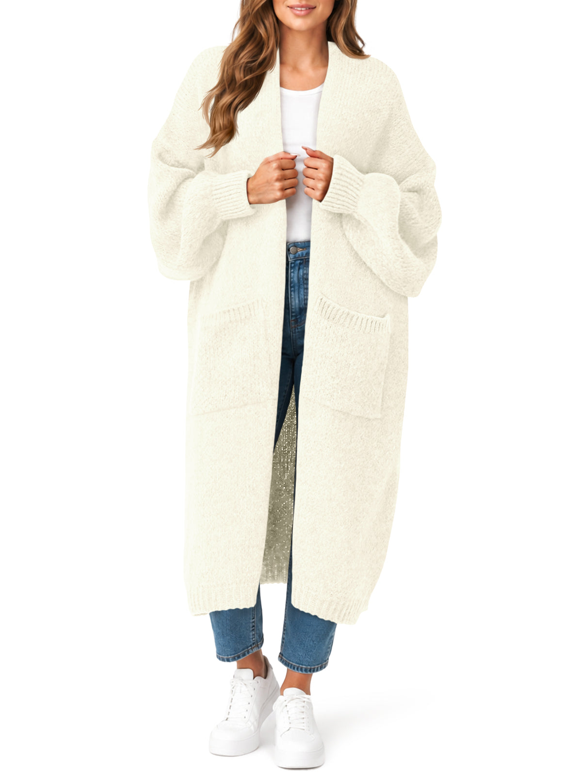 Saodimallsu Womens Oversized Open Front Cardigan