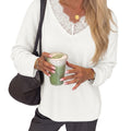 Saodimallsu Womens Lace V Neck Sweater Tops