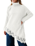 Saodimallsu Womens Oversized Batwing Sleeve Turtleneck Sweater