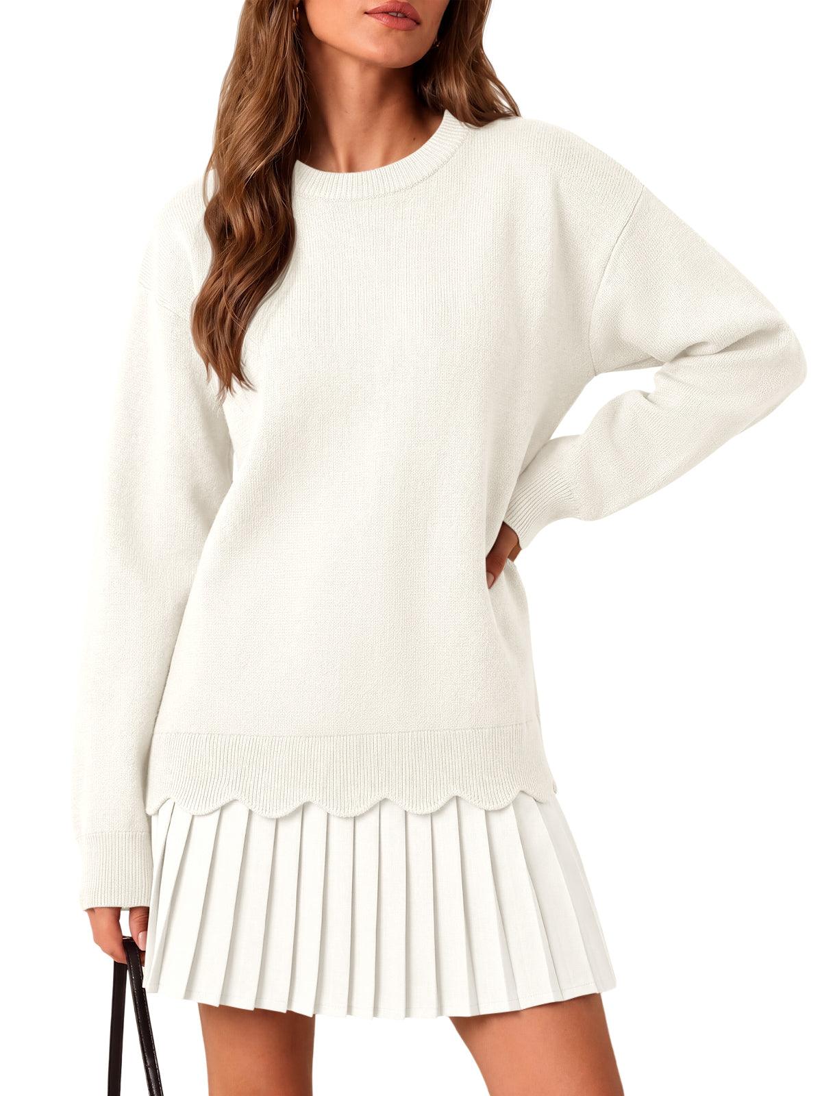 Saodimallsu Women Pleated Sweater Dress