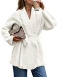Saodimallsu Womens Tassel Fringe Lapel Cardigan