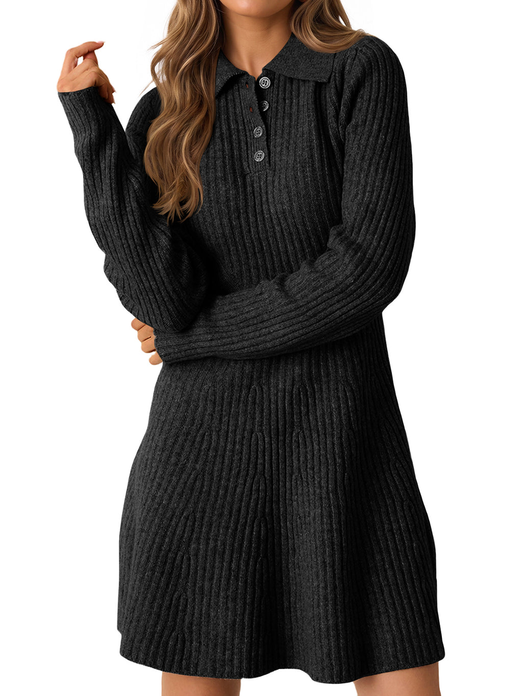 Saodimallsu Womens Ribbed Knit Sweater Dress