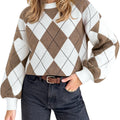Saodimallsu Women Checkered Argyle Sweater