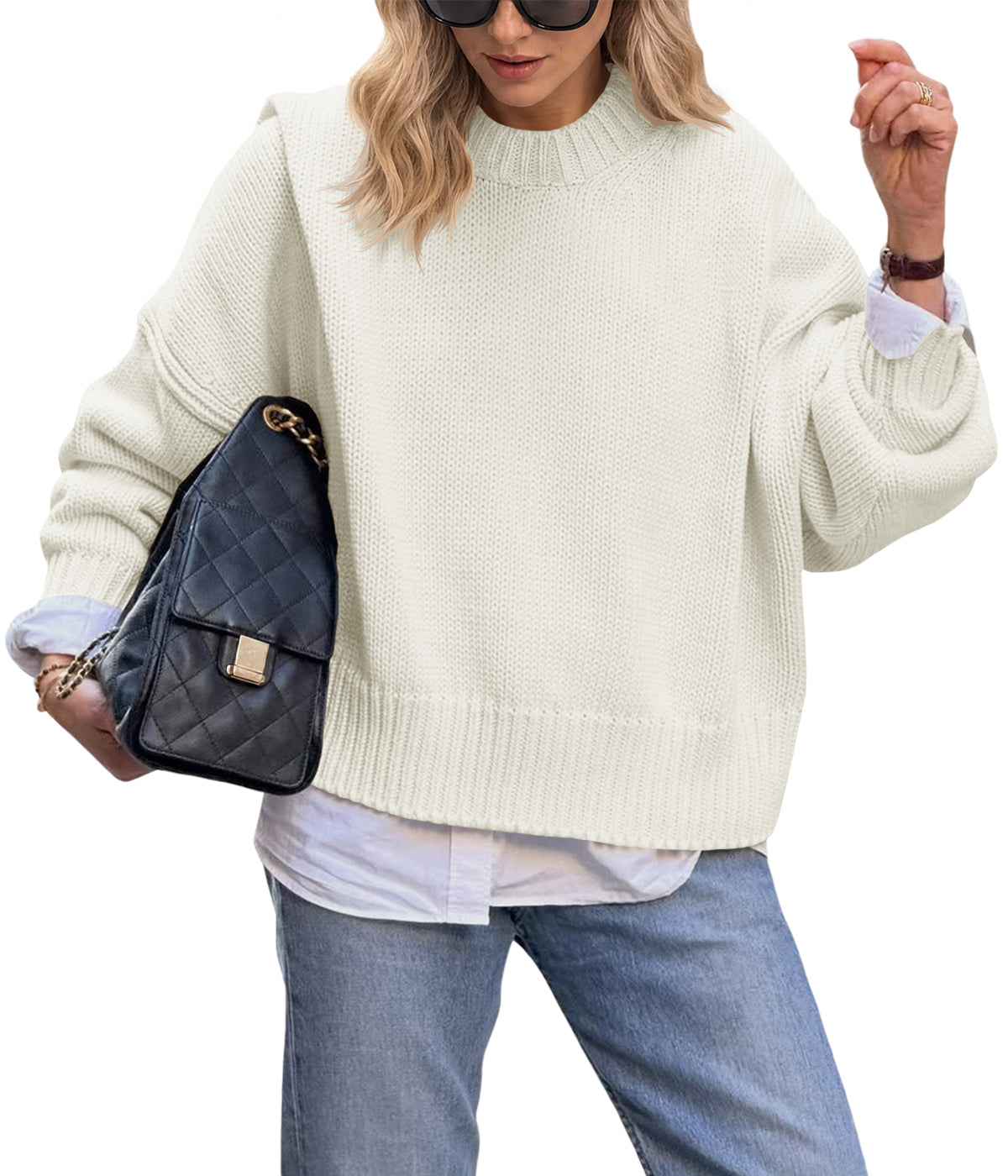 Saodimallsu Womens Oversized Chunky Knit Sweater
