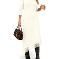 Saodimallsu Womens Lace Turtleneck Sweater Dress