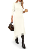 Saodimallsu Womens Lace Turtleneck Sweater Dress