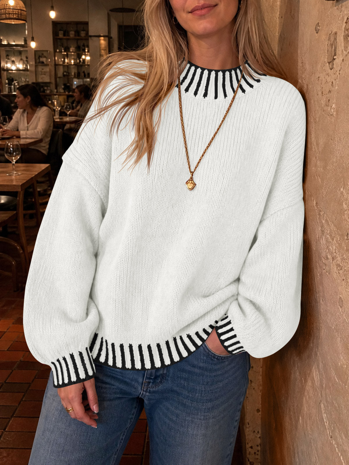 Saodimallsu Womens Chunky Mock Neck Sweater