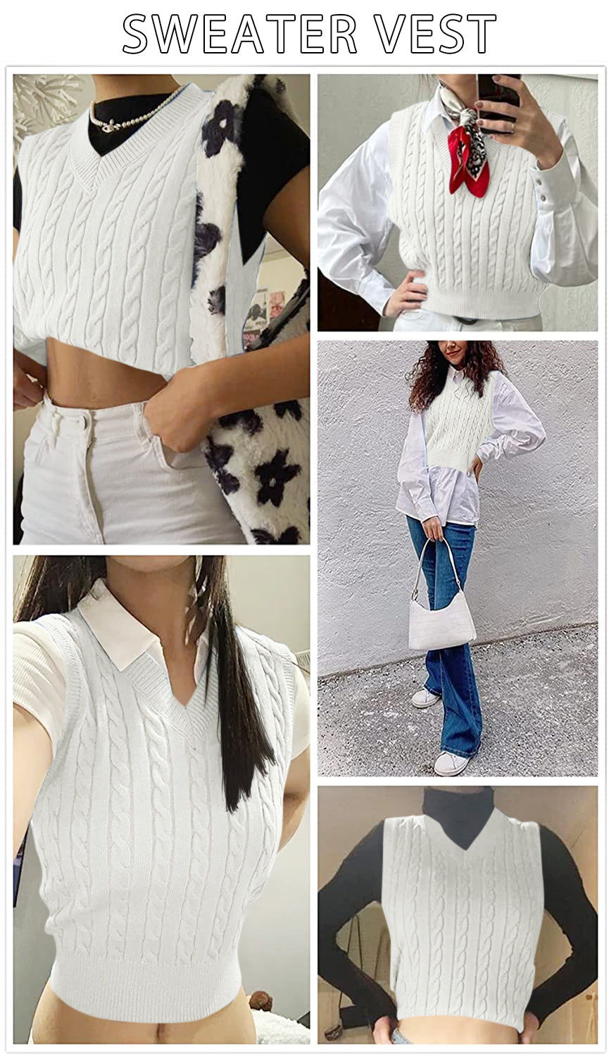 Saodimallsu Womens Cable Knit Sweater Vest
