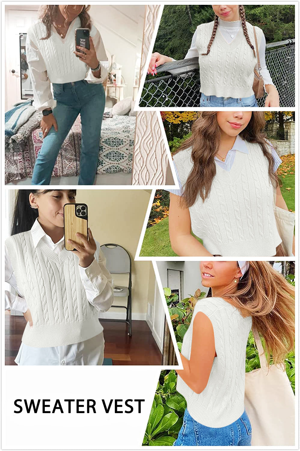 Saodimallsu Womens Cable Knit Sweater Vest
