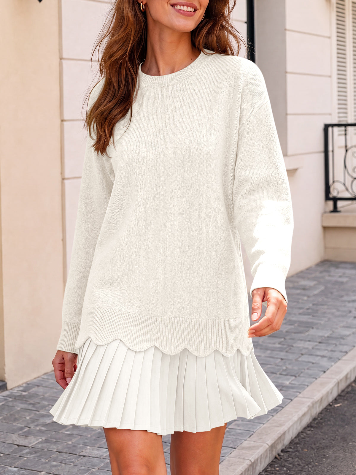 Saodimallsu Women Pleated Sweater Dress