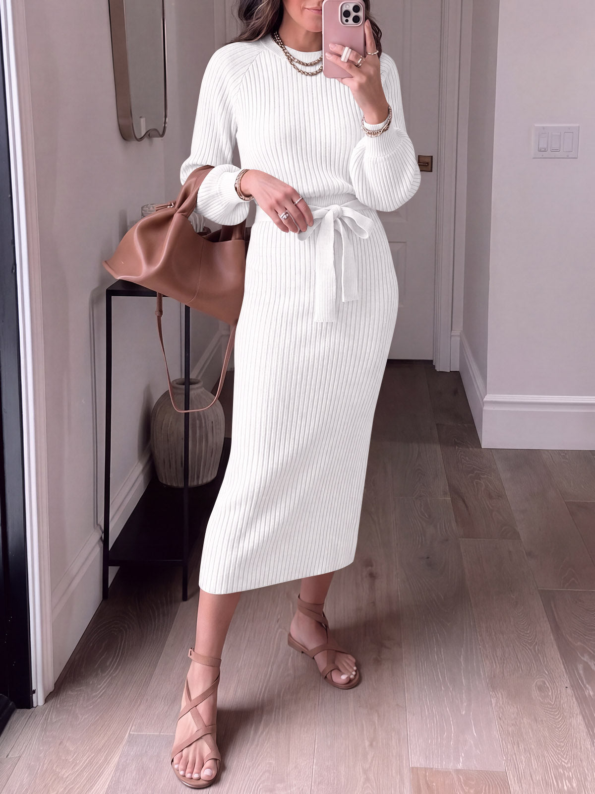 Saodimallsu Womens Ribbed Knit Sweater Dress