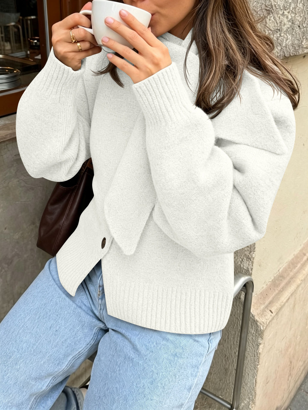 Saodimallsu Women Button Up Knit Cardigan