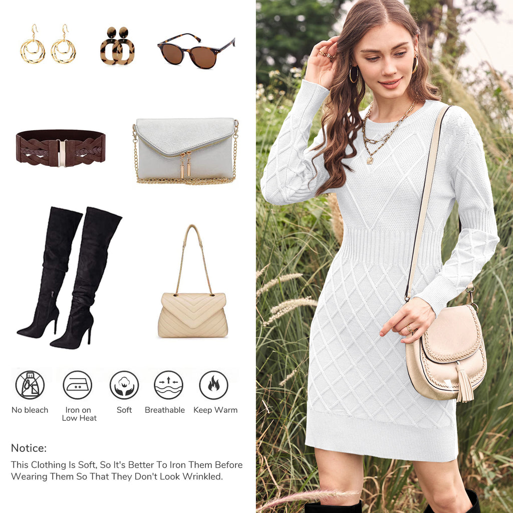 Saodimallsu Womens Bodycon Mini Sweater Dress