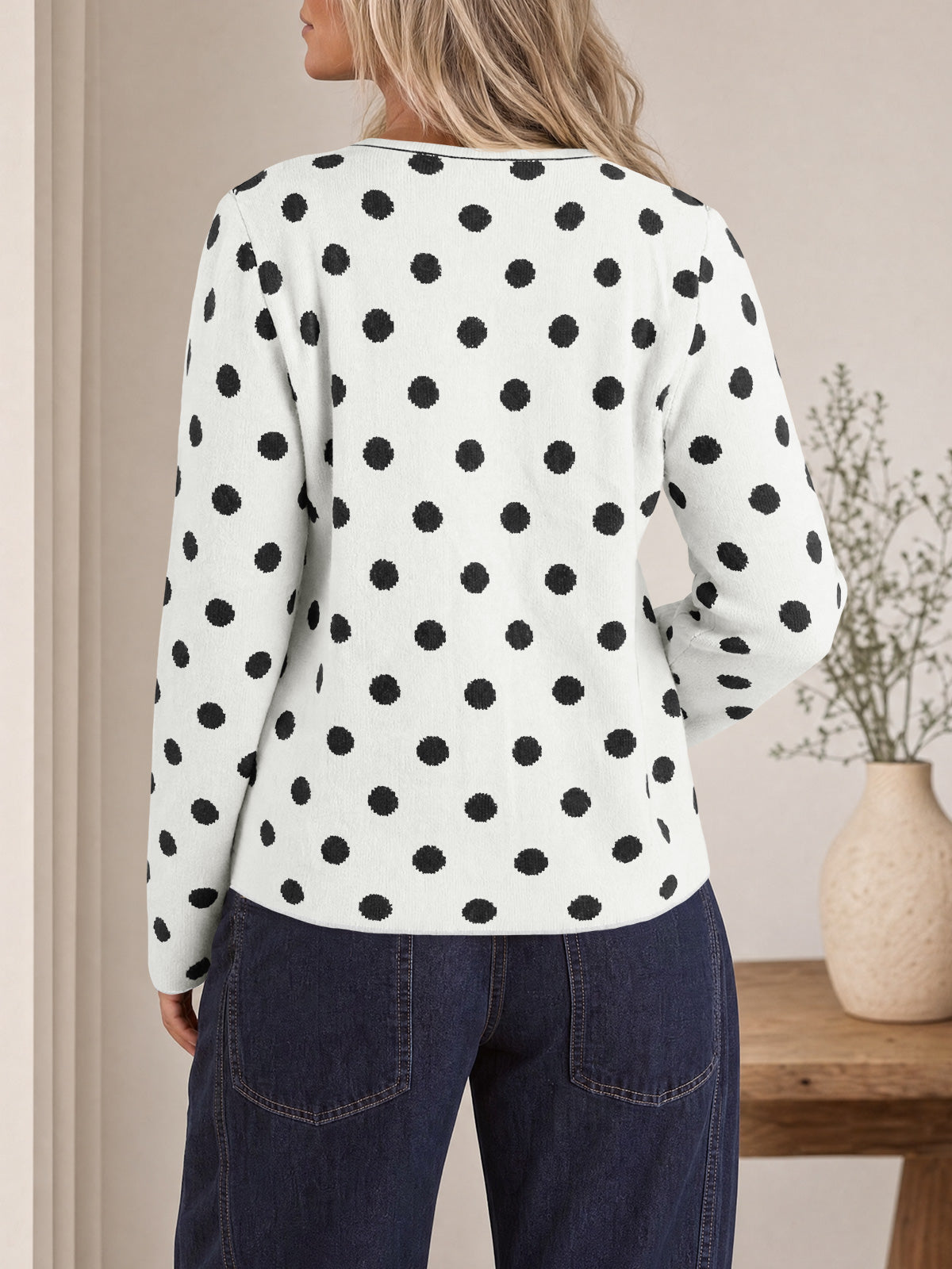 Saodimallsu Womens Polka Dot Button Up Cardigan