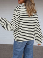 Saodimallsu Womens Striped Half Zip Sweater