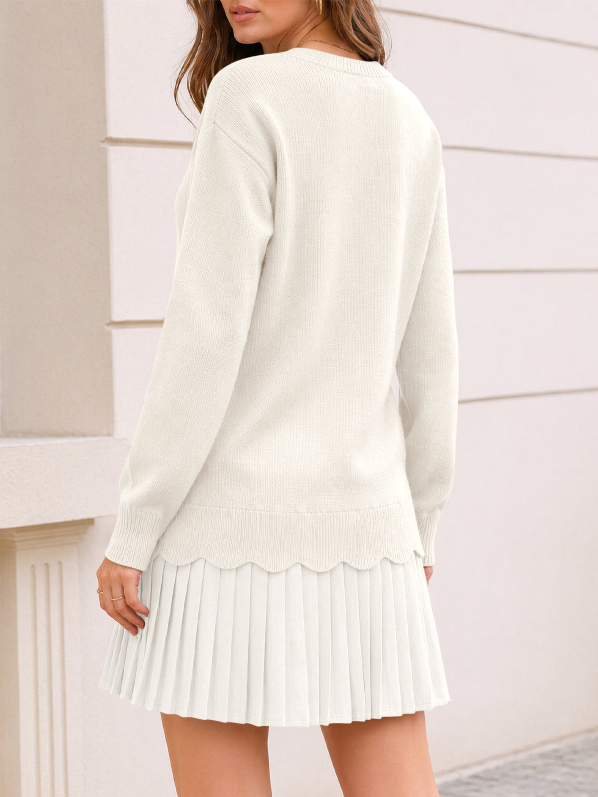 Saodimallsu Women Pleated Sweater Dress