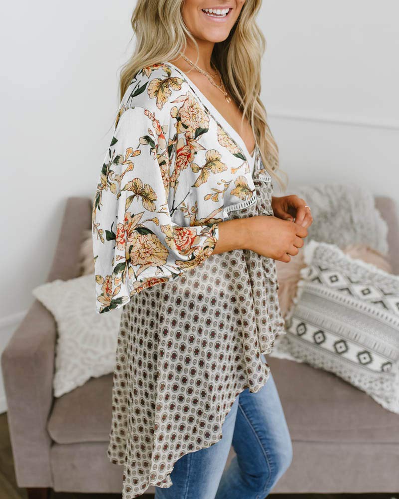 Saodimallsu Womens Tie Front Floral Kimono Cardigans