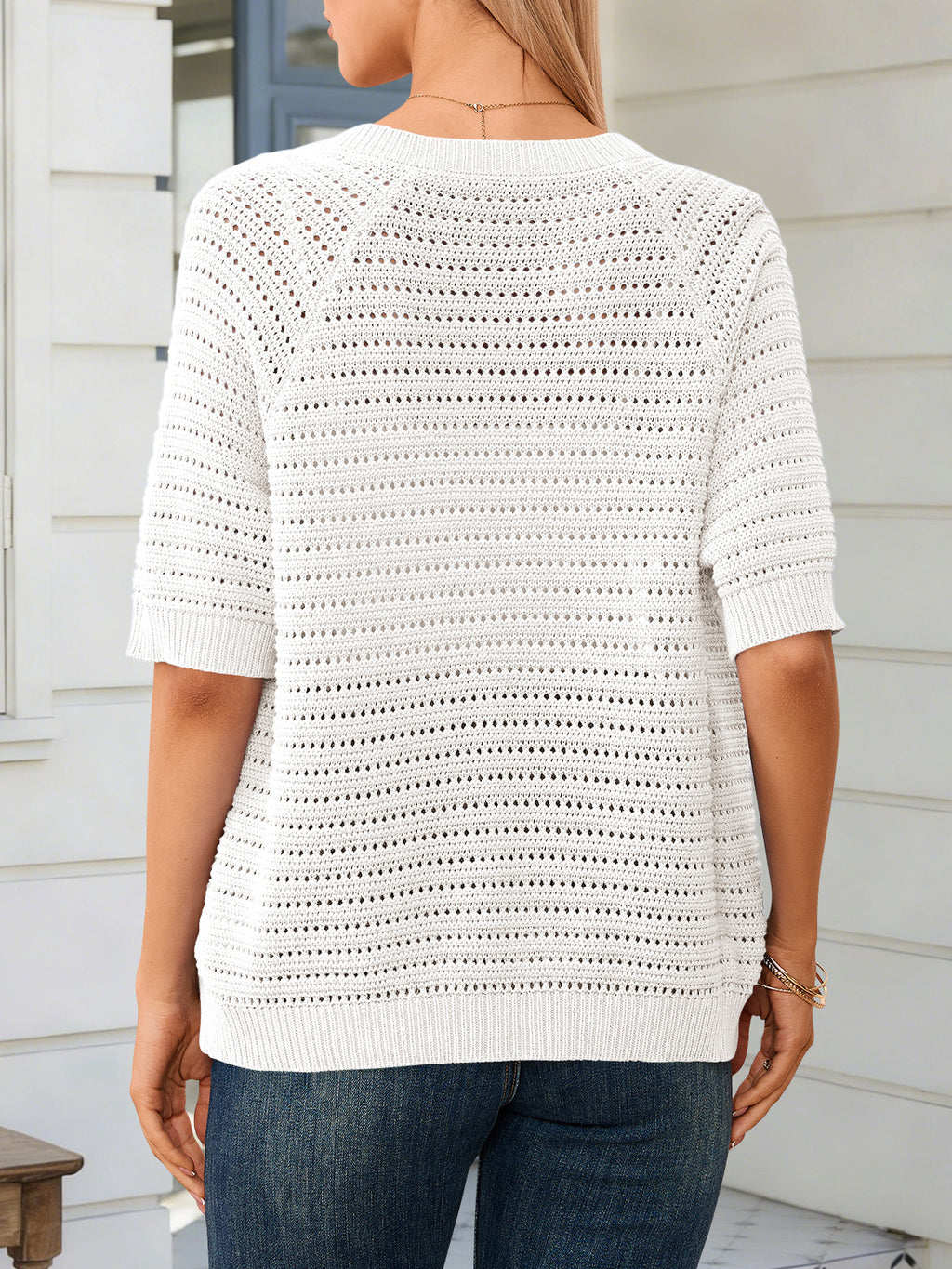Saodimallsu Womens Crochet Short Sleeve Button Down Cardigan