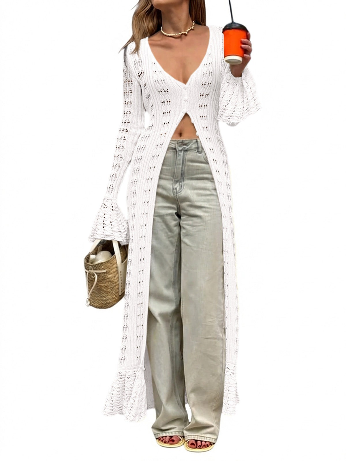 Saodimallsu Womens Boho Crochet Cardigan