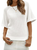 Saodimallsu Womens Crochet Short Sleeve Knit Sweater