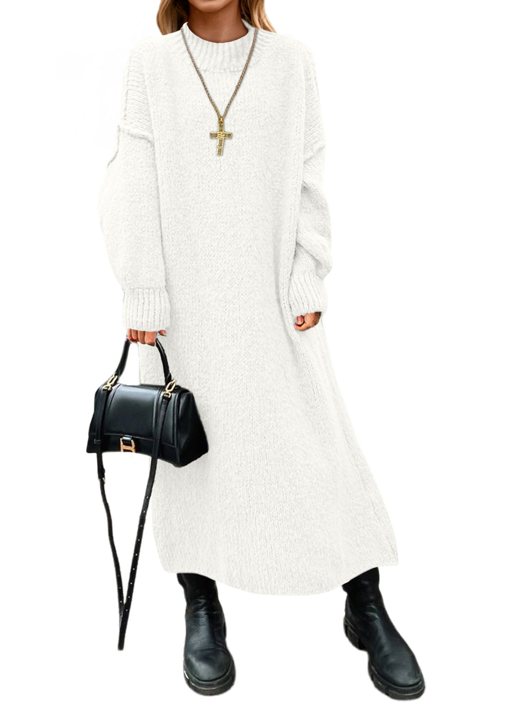 Saodimallsu Womens Mock Neck Sweater Dress