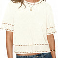 Saodimallsu Womens Cropped Crew Neck Knit Sweater