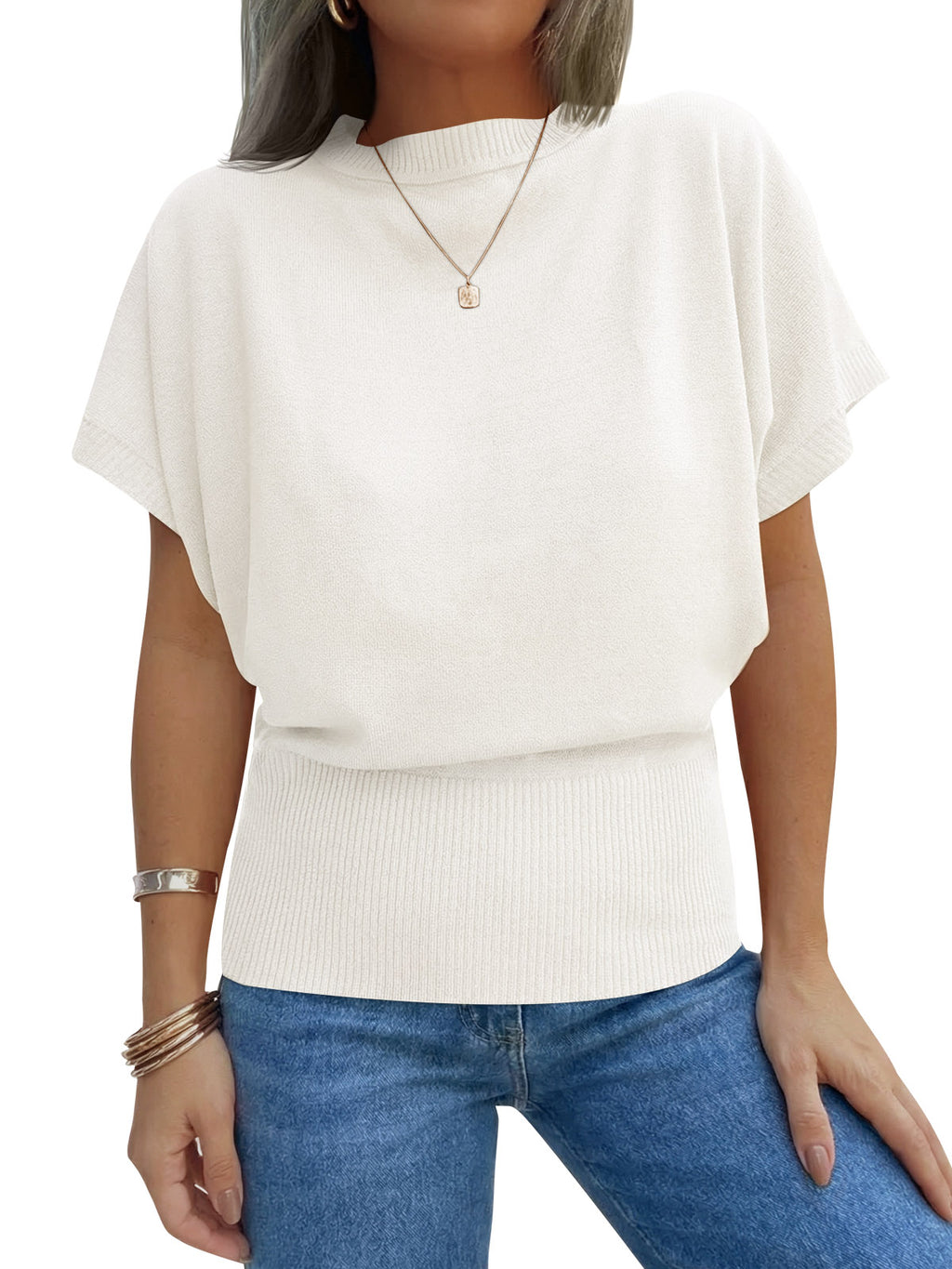 Saodimallsu Womens Batwing Cinched Waist Sweater